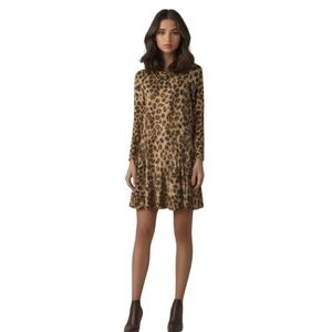Susan Graver Leopard Print Long Sleeve Cowl Neck Dress - Size XXS